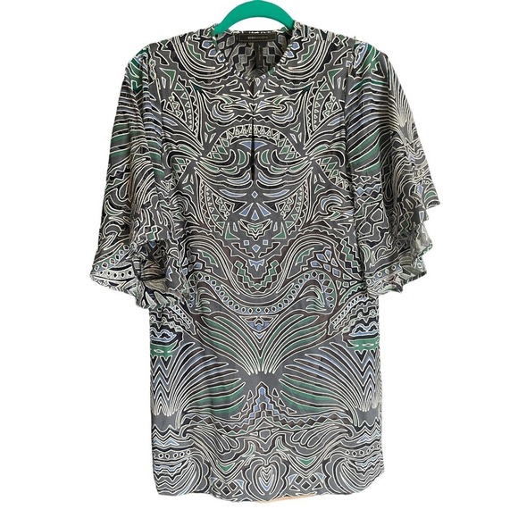 BCBGMAXAZRIA Womens Tati Tribal Burnout Mesh Dress Size XXS Multicolor NWT - Picture 2 of 5